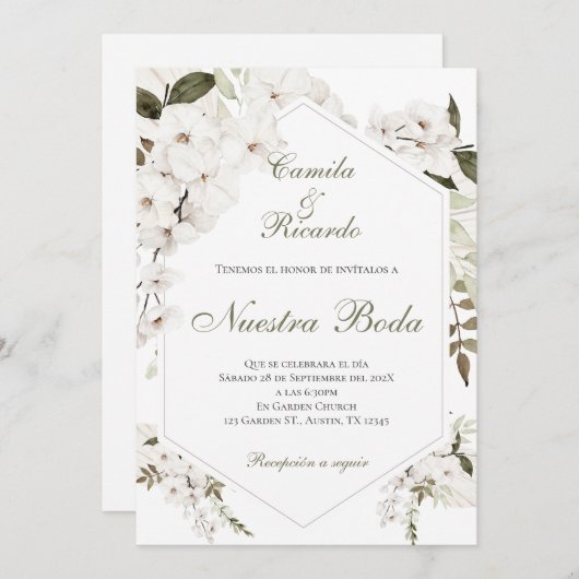 Invitación Boho Spanish Wedding Invitation (Devant / Derrière)