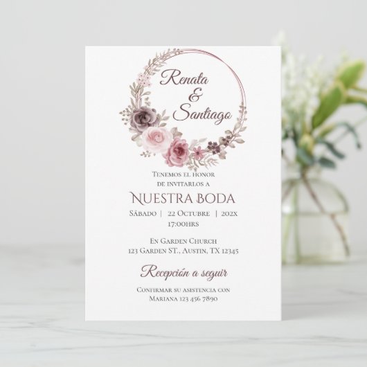 Invitación Boho Spanish Wedding Invitation Kaart (Staand voorkant)