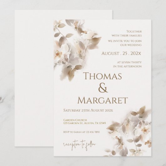 Invitación Boho Wedding Invitation (Devant / Derrière)