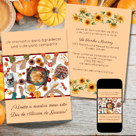 Invitación Cena de Acción de Gracias Mesa Familia Kaart