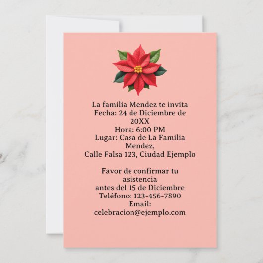 Invitación Cena de Nochebuena Spaans Kaart (Achterkant)