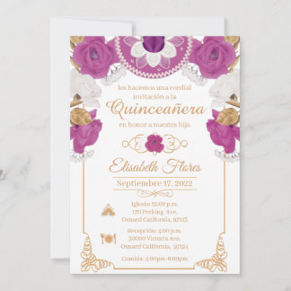 Invitacion Charro Invitation, Lila, Black and Gold Aankondiging