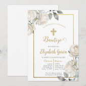 Invitación con ramo para bautismo kaart (Voorkant / Achterkant)