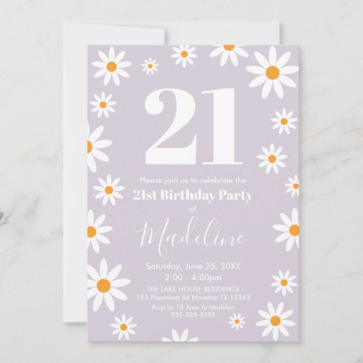 Invitación Daisies lilac Birthday Party Invitation (Devant)