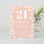 Invitación Daisies pink Birthday Party Invitation  (Debout devant)