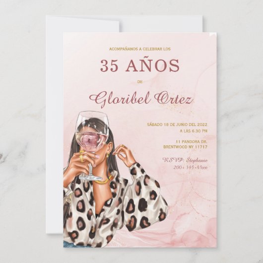 Invitación de 35 Años Mujer Kaart (Voorkant)
