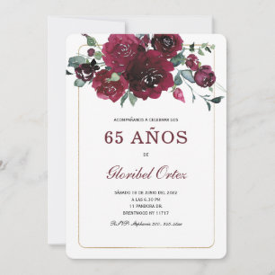Invitación de 65 Años Mujer Kaart