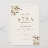 Invitacion de baby shower kleur beige kaart (Voorkant / Achterkant)