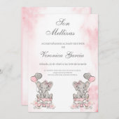 Invitacion de baby shower mellizas kaart (Voorkant / Achterkant)