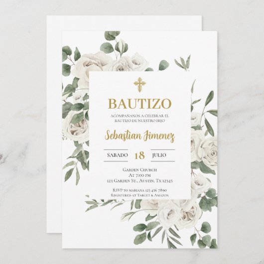 Invitación de bautismo en español kaart (Voorkant / Achterkant)