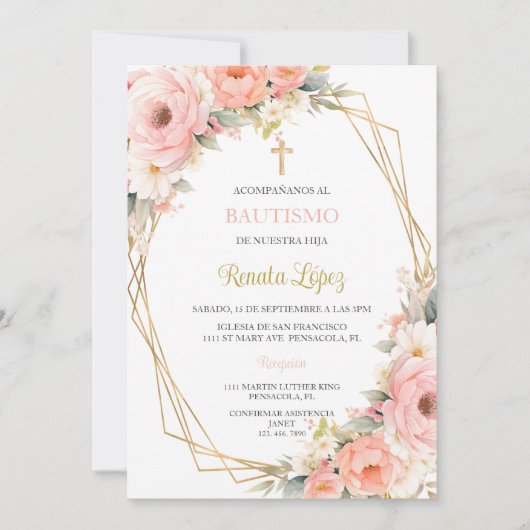 Invitacion de bautismo kaart (Voorkant)