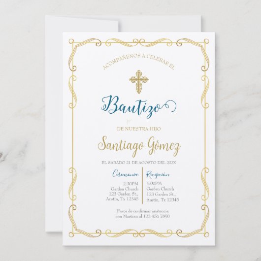 Invitación de bautismo para niño kaart (Voorkant)