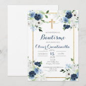 Invitación de bautismo para niño kaart (Voorkant / Achterkant)