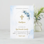 Invitación de bautismo para niño kaart (Staand voorkant)