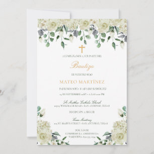 Invitación de Bautizo con Flores Baptism Kaart