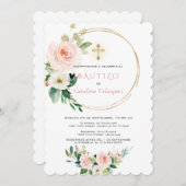 Invitacion De Bautizo Con Flores Invitation espagn (Devant / Derrière)