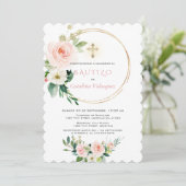 Invitacion De Bautizo Con Flores Invitation espagn (Debout devant)