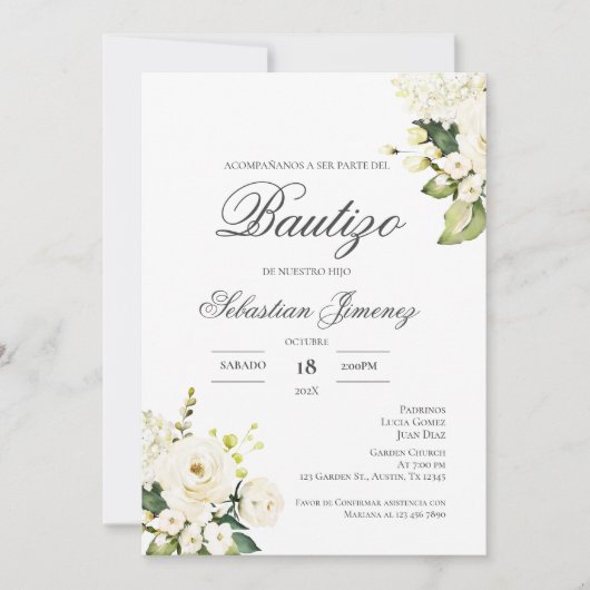 Invitación de bautizo en español kaart (Voorkant)