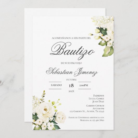 Invitación de bautizo en español kaart (Voorkant / Achterkant)