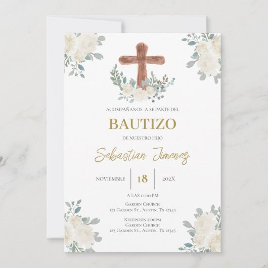Invitación de bautizo en español kaart (Voorkant)