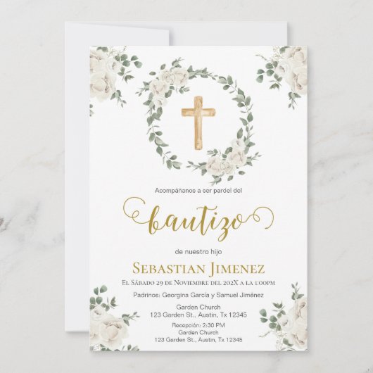 Invitación de bautizo en español kaart (Voorkant)