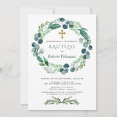 Invitacion De Bautizo Eucalyptus Invitation espagn (Devant)
