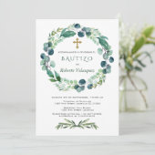 Invitacion De Bautizo Eucalyptus Invitation espagn (Debout devant)