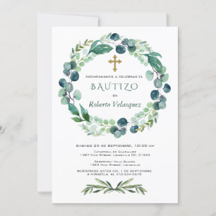 Invitacion de Bautizo Eucalyptus Spain Invite Kaart