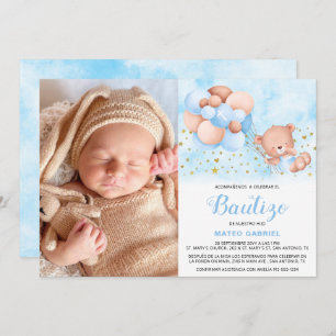 Invitación de Bautizo para Niño con Foto Baptism Kaart