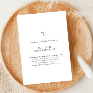 invitación de bautizo sencilla en blanco y negro kaart