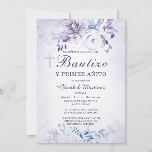 Invitación de Bautizo Y Primer Añito Invitation (Devant)