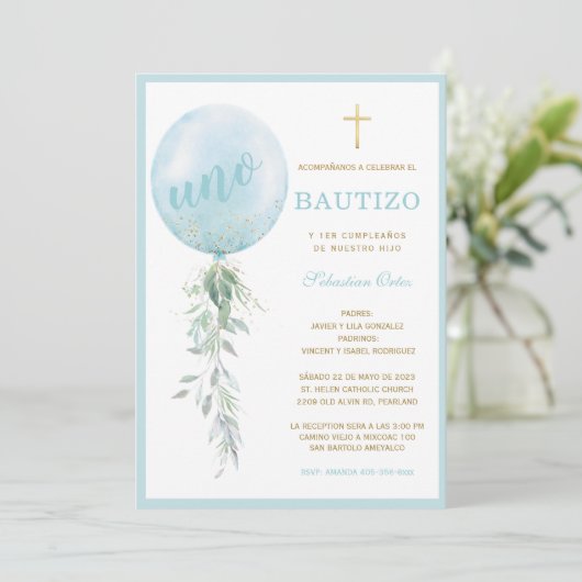 Invitación de Bautizo Y Primer Añito Invitation (Debout devant)