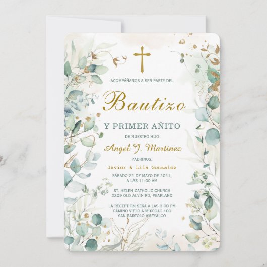 Invitación de Bautizo Y Primer Añito Kaart (Voorkant)