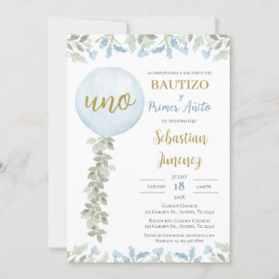Invitación de Bautizo y primer año en español Kaart