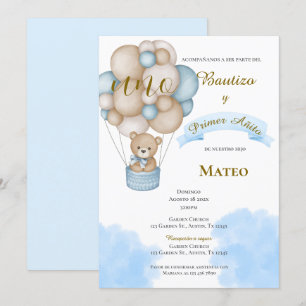 Invitación de Bautizo y primer año en español Kaart