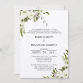 invitación de boda con flores blancas  kaart (Voorkant)