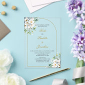 Invitacion de boda con ramo blanco acryl uitnodigingen (Insitu (Huwelijk))