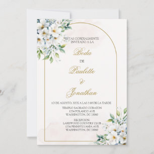 Invitacion de boda con ramo blanco kaart