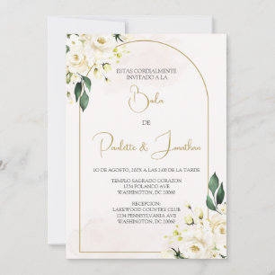 Invitacion de boda con ramo blanco kaart