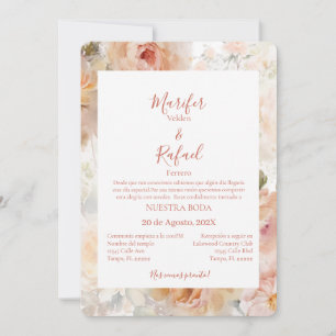 Invitación de boda con rosas kaart