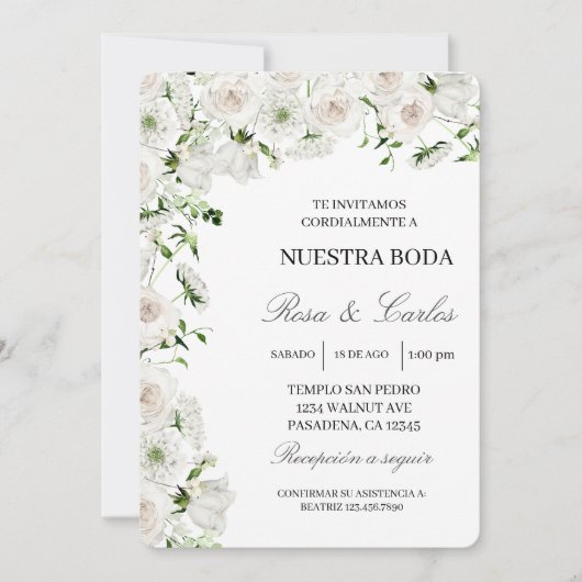 Invitacion de boda de flor hortensia kaart (Voorkant)