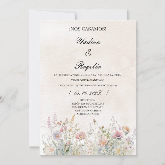 Invitacion de boda de flor silvestre kaart (Voorkant)