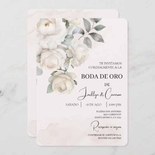 Invitación de boda de oro kaart (Voorkant / Achterkant)