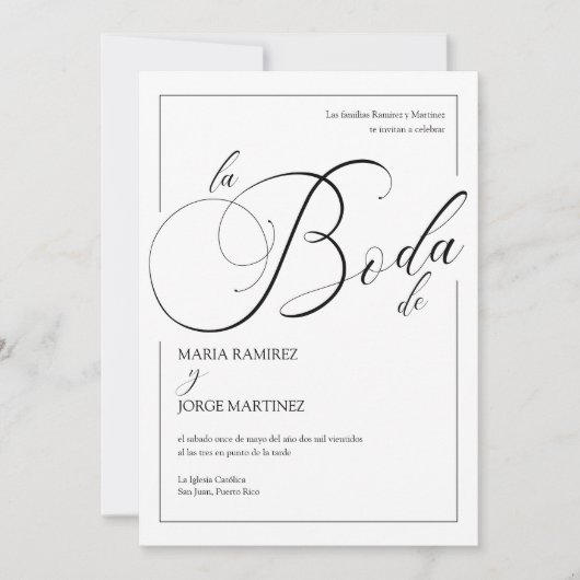 Invitacion de Boda_Elegant Spain Wedding Kaart (Voorkant)