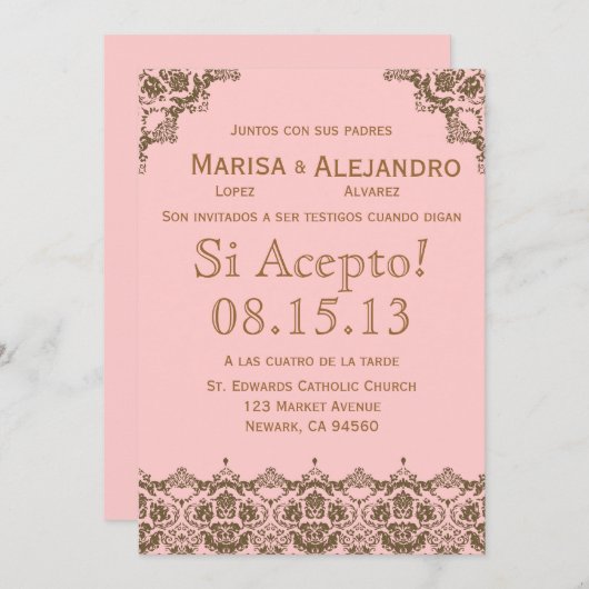 Invitacion de Boda en español / Faire-part de mari (Devant / Derrière)