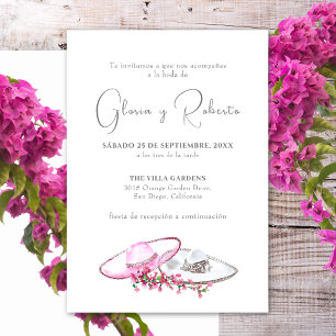 Invitación de Boda en Español Flores Sombreros Kaart