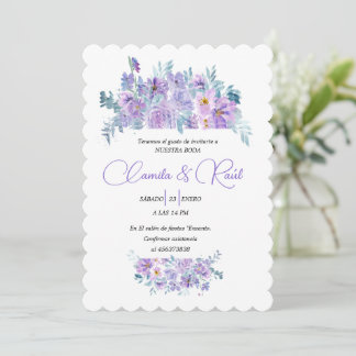 Invitación de Boda “Flores en Tono Lila” Kaart