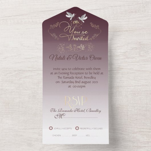 invitación de boda personalizada con anillos all in one uitnodiging (Binnen)