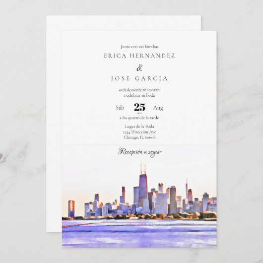 Invitación de Boda Skyline Invitation (Devant / Derrière)
