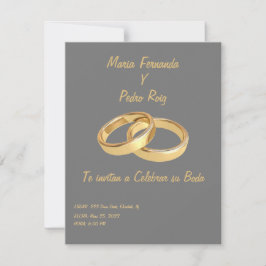 Invitacion de bodas Simple con anillos Aankondiging